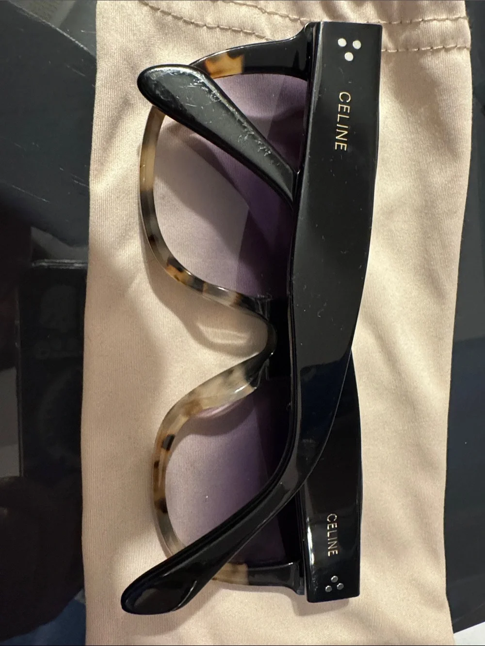 Celine Oversized Sunglasses in Black and Tortoiseshell - Picture 2 of 5
